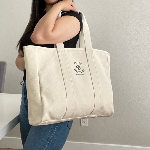 New✨ tory burch canvas large tote shoulder bag 156476 - Picture 3 of 14